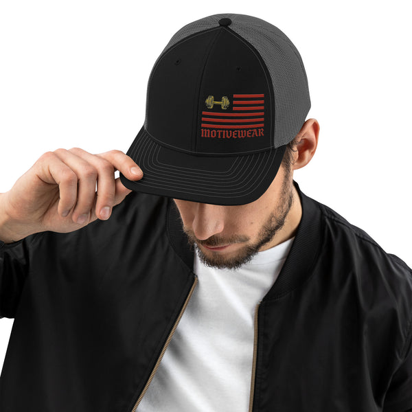 MOTIVEWEAR™ Legacy Flag Logo Trucker Hat